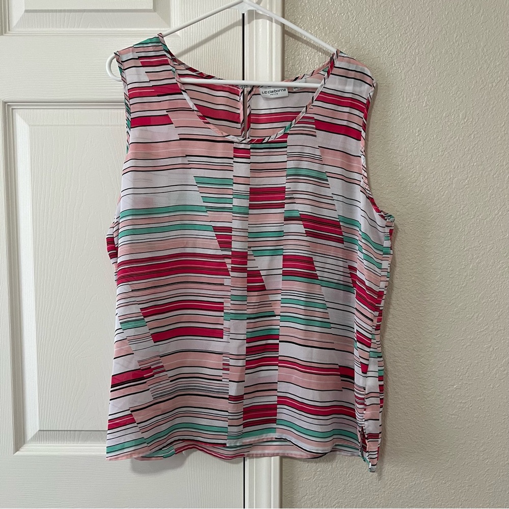 Liz Claiborne Petite Sleeveless Striped Blouse Size PXL